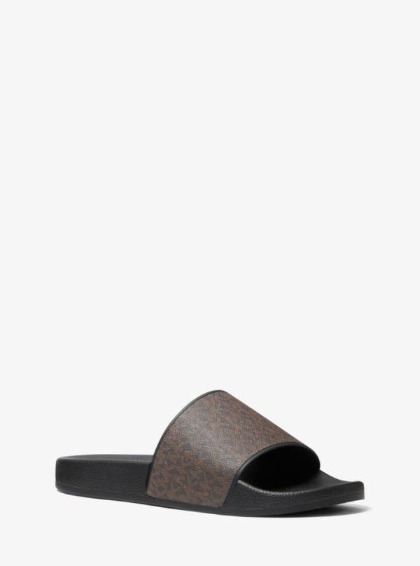 Panske Slapky Michael Kors Jake Logo Čierne Hnede - Topanky Michael Kors Lacne | WMINE-4683